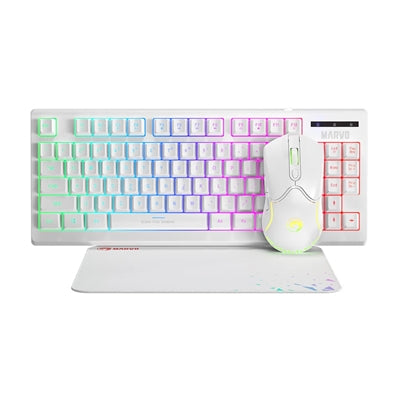 Marvo CM310 Loot 30 RGB Gaming Keyboard Mouse Mat Bundle White
