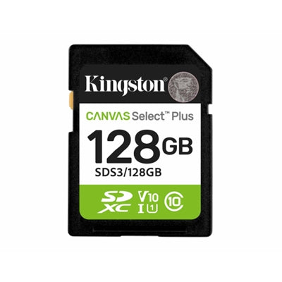 Kingston 128GB Canvas Select Plus V30 SD Card – 150MB/s, 4K, UHS-I