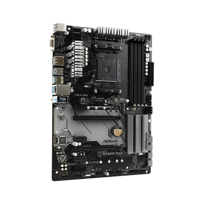 ASRock B450 Pro4 R2.0 AM4 ATX Motherboard – Dual M.2, HDMI, USB-C