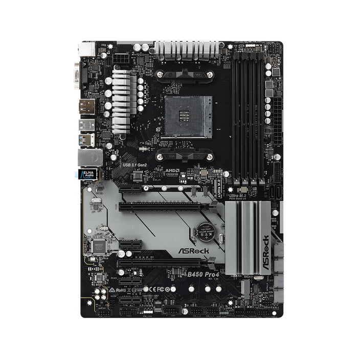 ASRock B450 Pro4 R2.0 AM4 ATX Motherboard – Dual M.2, HDMI, USB-C
