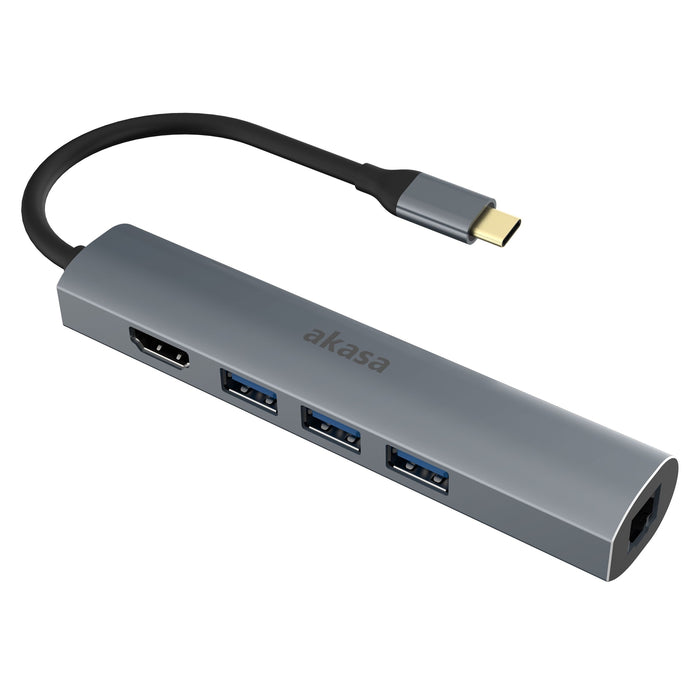 Akasa USB-C 5-In-1 Hub | HDMI & Ethernet | Compact & Portable