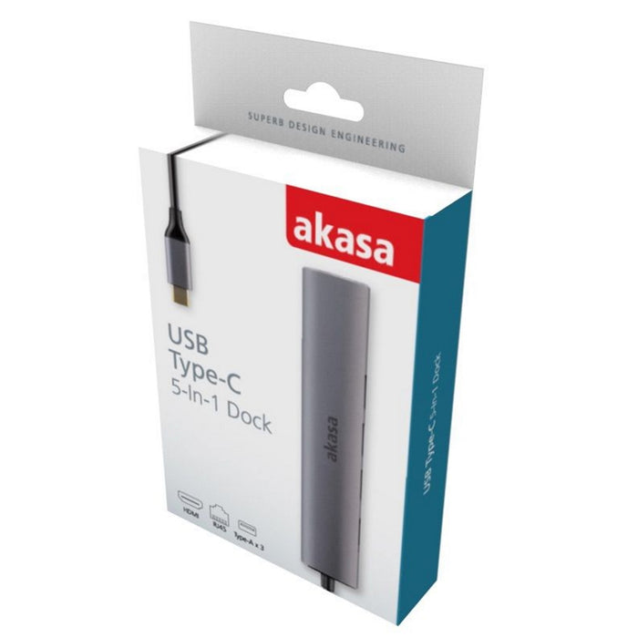 Akasa USB-C 5-In-1 Hub | HDMI & Ethernet | Compact & Portable