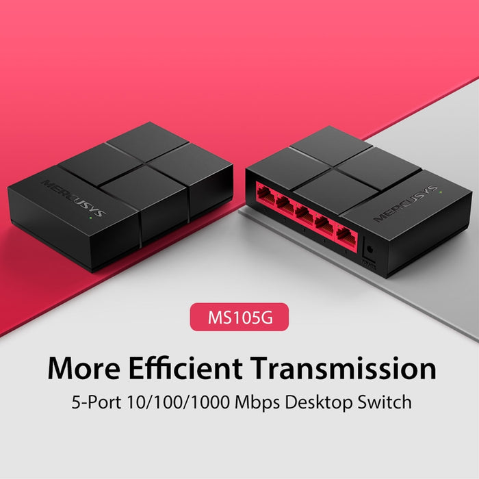 Mercusys MS105G 5-Port Gigabit Network Switch – Fast, Compact