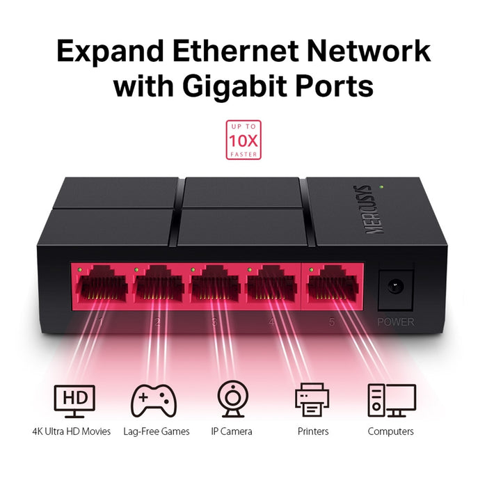 Mercusys MS105G 5-Port Gigabit Network Switch – Fast, Compact