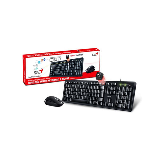 Genius KM-8200 Wireless Smart Keyboard and Mouse Combo Set, Customizable Function Keys, Multimedia, Full Size UK Layout and Optical Sensor Mouse, 1000dpi, designed for Home or Office - IT Supplies Ltd