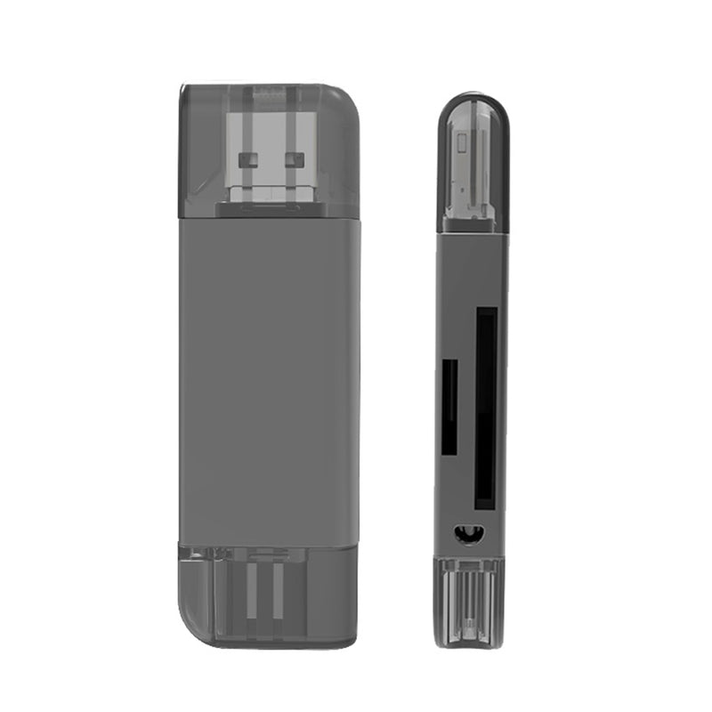 Prevo CR312 USB 2.0, USB Type-C and Lightening Connection, Card Reader, High-speed Memory Card Adapter Supports SD/Micro SD/TF/SDHC/SDXC/MMC, Compatible with Windows, Mac OS and Android, Black - IT Supplies Ltd