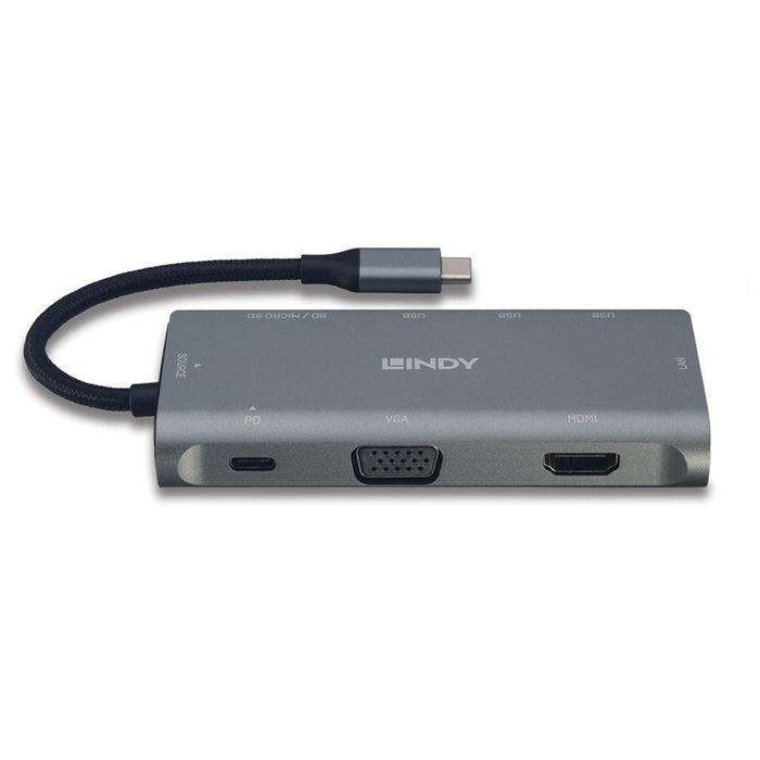 LINDY 43278 DST-Mini Plus USB-C Laptop Mini Docking Station with 4K HDMI, VGA Support & USB-C 100W Pass-Through Charging, 3 x USB 3.2 Type-A, Gigabit Ethernet Port - IT Supplies Ltd