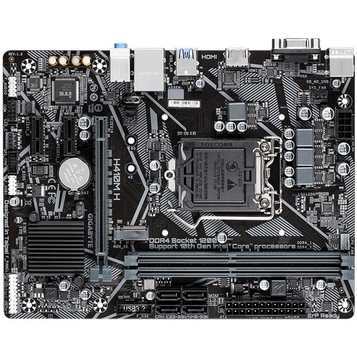 Gigabyte H410M H DDR4 Motherboard, Intel Socket 1200, Supports 10th Gen Intel Processors, Micro ATX, 1x PCIe 3.0 x16, 2x PCIe 3.0 x1, USB 3.2 Gen1, M.2 2280, D-Sub/HDMI - IT Supplies Ltd