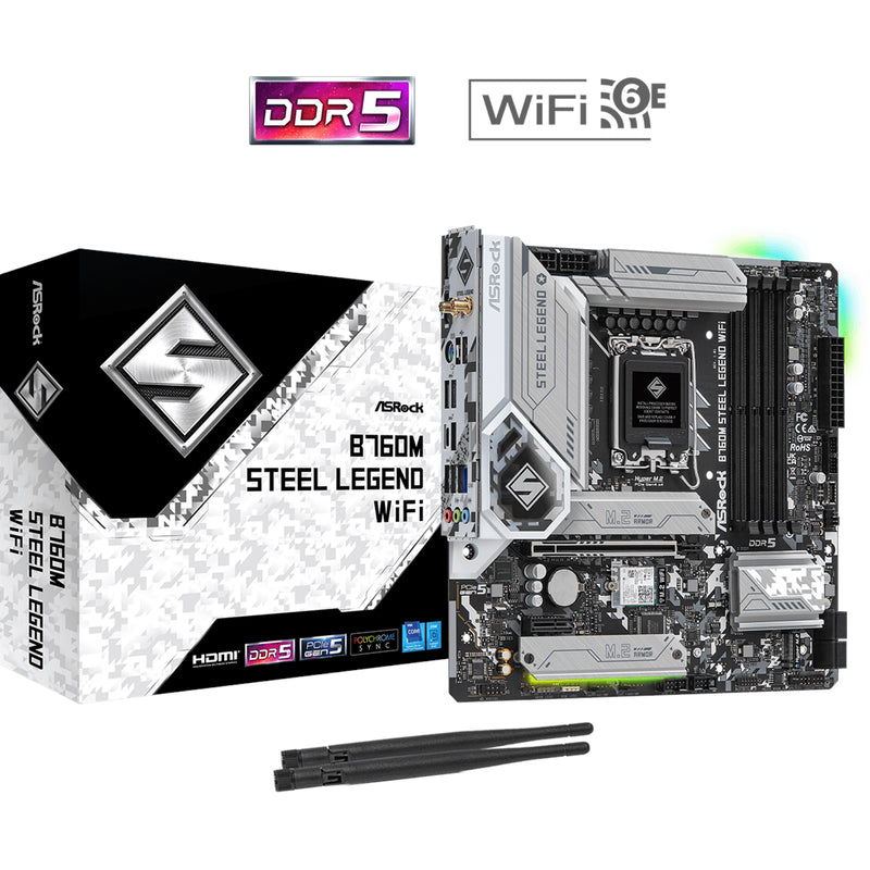 ASRock B760M Steel Legend WiFi DDR5 mATX LGA1700 Motherboard - IT Supplies Ltd