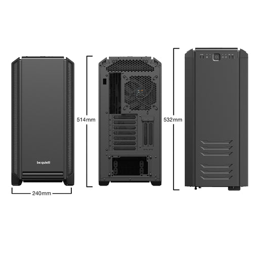 be quiet! Silent Base 601 Window Case, Black, Mid Tower, 2 x USB 3.2 Gen 1 Type-A / 1 x USB 2.0 Type-A, Tempered Glass Side WIndow Panel, 10mm Front, Top & Side Sound-Dampening Mats, 2 x Pure Wings 2 140mm Black PWM Fans Included - IT Supplies Ltd
