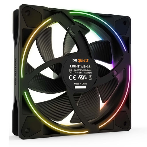 be quiet! Light Wings PWM Addressable RGB Fan, 120mm, 1700RPM, 4-Pin PWM Fan & 3-Pin ARGB Connectors, Black Frame, Black Blades - IT Supplies Ltd