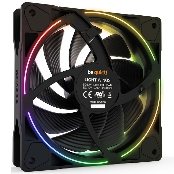 be quiet! Light Wings PWM High Speed Addressable RGB Fan, 120mm, 2500RPM, 4-Pin PWM Fan & 3-Pin ARGB Connectors - IT Supplies Ltd