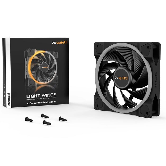 be quiet! Light Wings PWM High Speed Addressable RGB Fan, 120mm, 2500RPM, 4-Pin PWM Fan & 3-Pin ARGB Connectors - IT Supplies Ltd