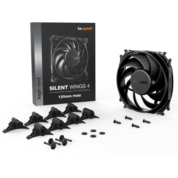 be quiet! Silent Wings 4 PWM Black Fan, 120mm, 1600RPM, 4-Pin PWM Fan Connector, Optimized Fan Blades for High End Performance - IT Supplies Ltd