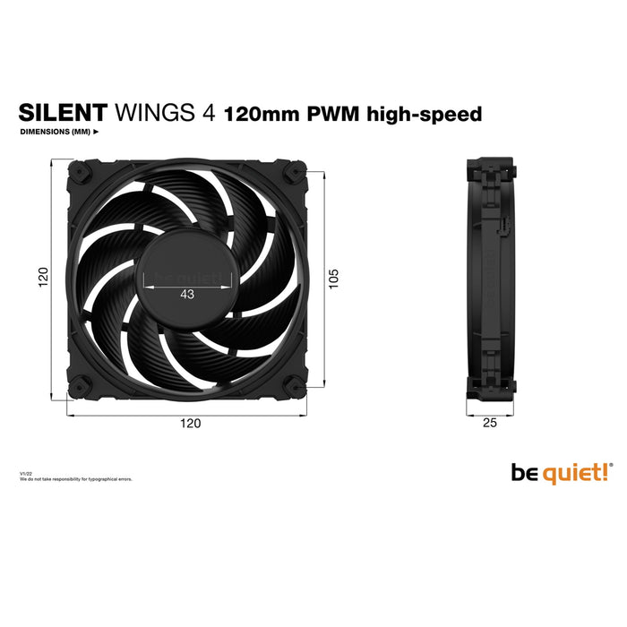 be quiet! Silent Wings 4 PWM High Speed Black Fan, 120mm, 2500RPM, 4-Pin PWM Fan Connector - IT Supplies Ltd