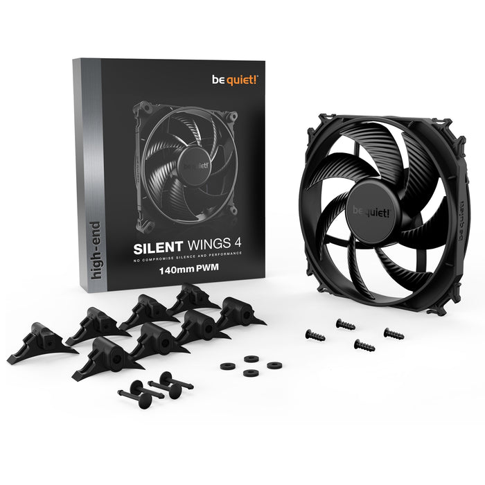 be quiet! Silent Wings 4 PWM Black Fan, 140mm, 1100RPM, 4-Pin PWM Fan Connector - IT Supplies Ltd