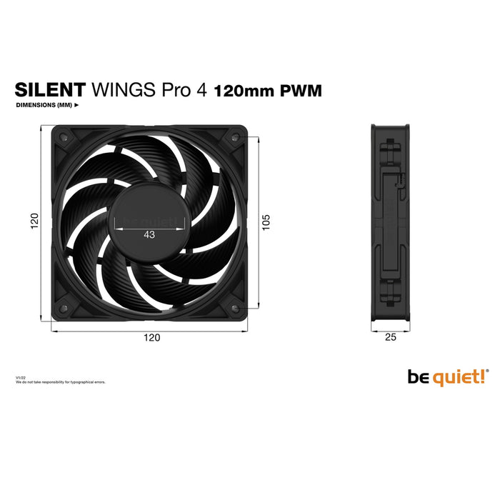 be quiet! Silent Wings Pro 4 120mm PWM Fan 3000RPM BL098
