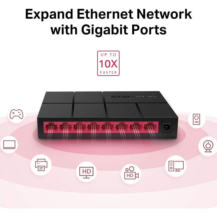 Mercusys MS108G 8-Port Gigabit Ethernet Switch – Compact & Green