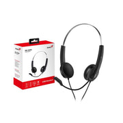 Genius HS-220U Ultra Lightweight Headset with Mic, USB Connection, Plug and Play, Adjustable Headband and microphone with In-line Volume Control, Black - IT Supplies Ltd