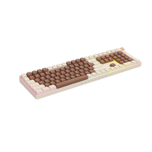 Royalaxe R108 Hot Swappable Mechanical Keyboard, Full Size, 110 Keys, 2.4GHz, Bluetooth 5.0 or Wired Connection, TTC Golden-Pink Switches, RGB, Windows and Mac Compatible, UK Layout - IT Supplies Ltd