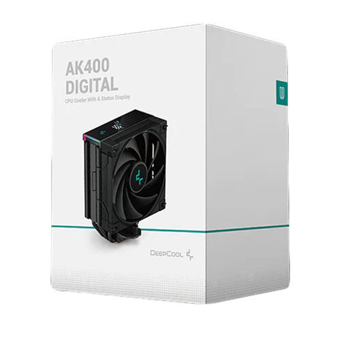DeepCool AK400 Digital CPU Cooler, 1x 120mm Fan, Single Tower, ARGB, 4x Direct Touch Copper Heatpipes, Intel/AMD - IT Supplies Ltd