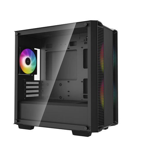 DeepCool CC360 ARGB, Black, Mini Tower Chassis w/ Tempered Glass Window, 3x 120mm ARGB Fans, USB 3.0, mATX/mITX - IT Supplies Ltd