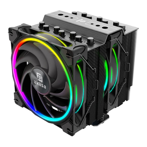 Akasa Soho H7 ARGB CPU Cooler, Black, 2x 120mm PWM Fan, Dual Tower, Aluminium Fins, 7x Copper Heatpipes, Intel/AMD - IT Supplies Ltd