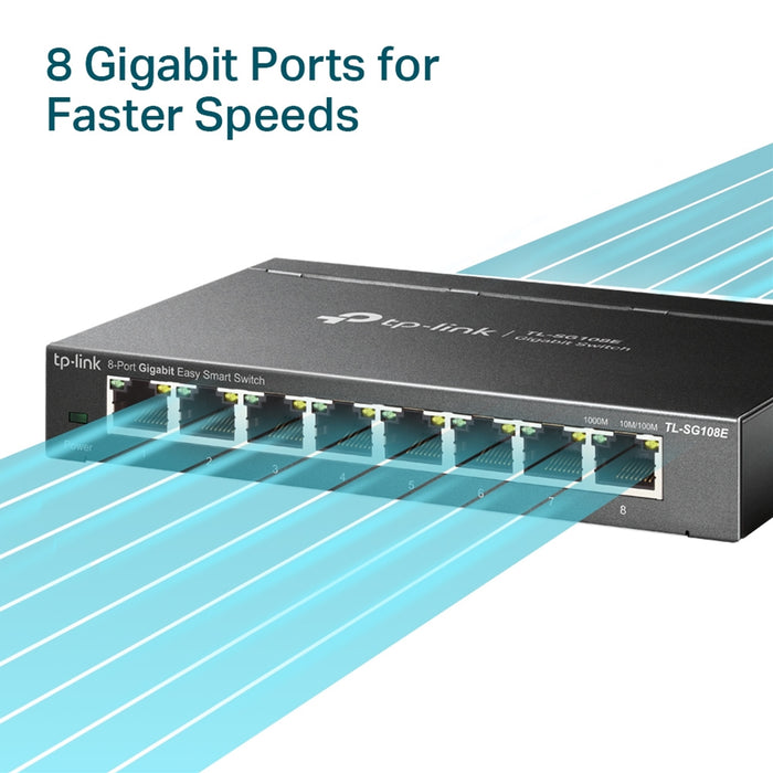 TP-Link TL-SG108E 8-Port Gigabit Easy Smart Switch | Metal Case