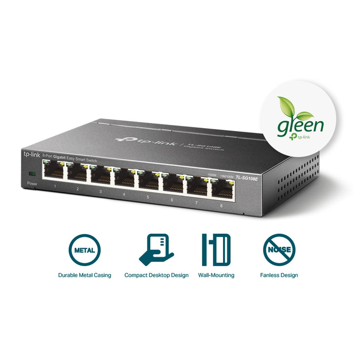 TP-Link TL-SG108E 8-Port Gigabit Easy Smart Switch | Metal Case
