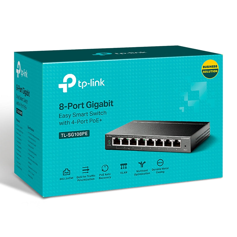 TP-Link TL-SG108PE 8-Port Gigabit PoE+ Smart Switch (64W) - IT Supplies Ltd