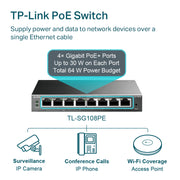 TP-Link TL-SG108PE 8-Port Gigabit PoE+ Smart Switch (64W) - IT Supplies Ltd