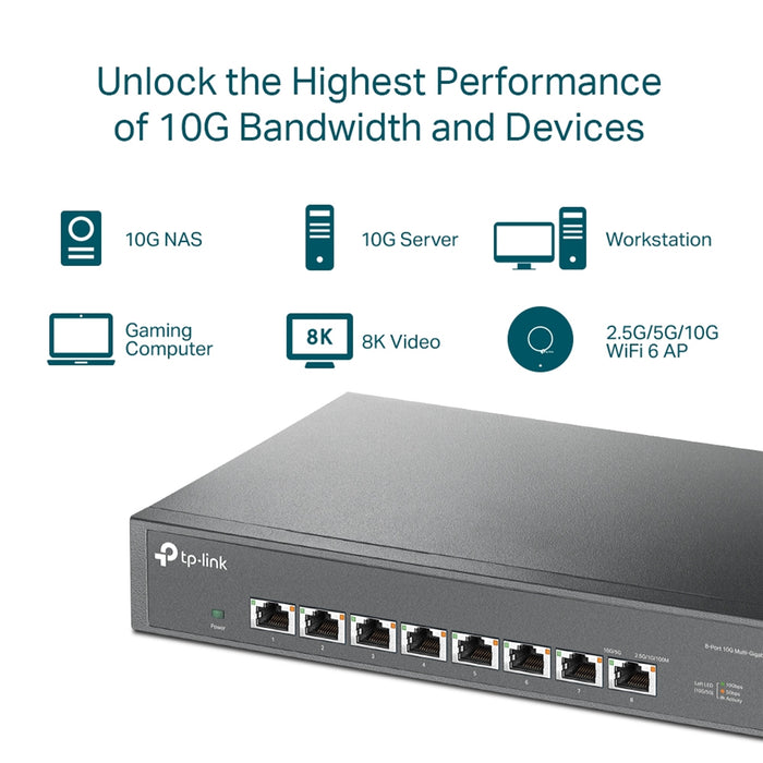 TP-Link TL-SX1008 8-Port 10G Switch – Rackmount, Metal, Fast