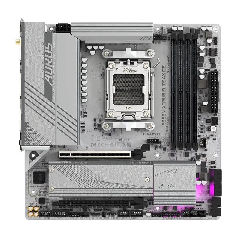 Gigabyte B650M AORUS ELITE AX ICE, AM5, DDR5, Wi-Fi 6E, USB-C - IT Supplies Ltd