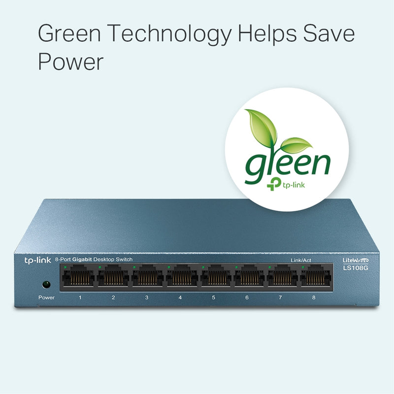 TP-Link LiteWave LS108G 8-Port 10/100/1000Mbps Desktop Network Switch - IT Supplies Ltd