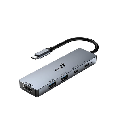 Genius USB Type-C 5-In-1 Hub Docking Station with USB-C 100W Power Delivery, USB-C 3.0, 2x USB A 3.0, 4K HDMI, PC, Laptop, Tablets, iPad, MacBook, iMac Compatible - IT Supplies Ltd
