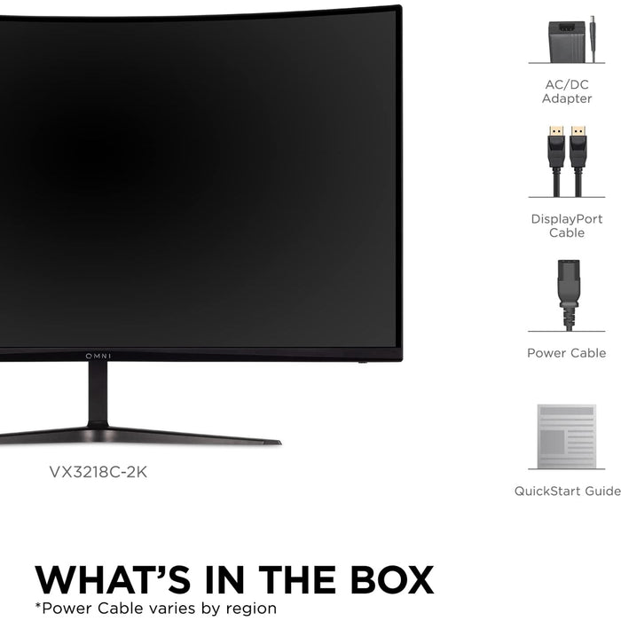 Viewsonic Omni VX3218C-2K 32 Inch Curved Gaming Monitor, QHD, 165Hz, Freesync, 2xHDMI, DisplayPort, 1ms VESA, Speakers - IT Supplies Ltd