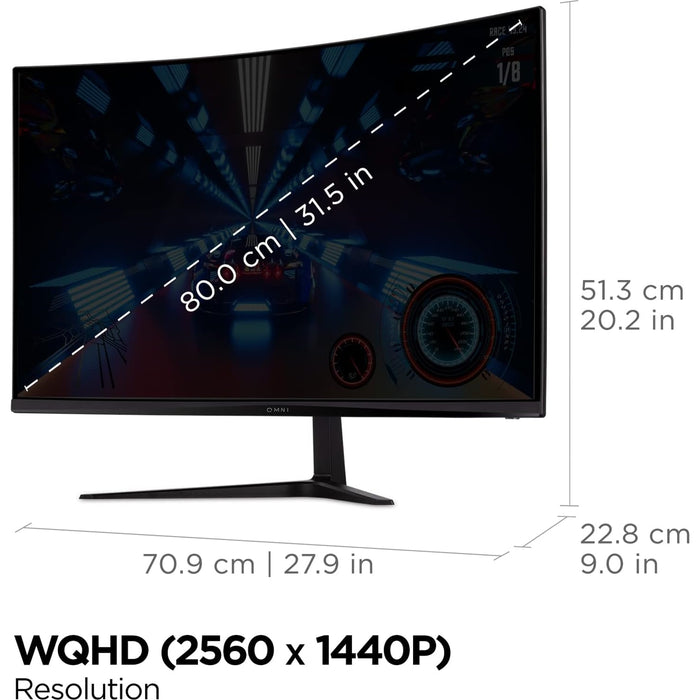 Viewsonic Omni VX3218C-2K 32 Inch Curved Gaming Monitor, QHD, 165Hz, Freesync, 2xHDMI, DisplayPort, 1ms VESA, Speakers - IT Supplies Ltd