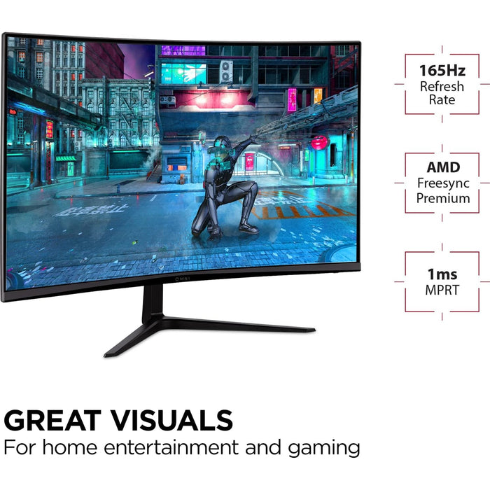 Viewsonic Omni VX3218C-2K 32 Inch Curved Gaming Monitor, QHD, 165Hz, Freesync, 2xHDMI, DisplayPort, 1ms VESA, Speakers - IT Supplies Ltd