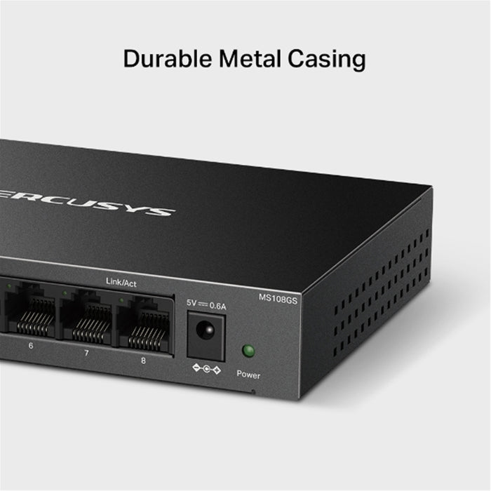 Mercusys MS108GS 8-Port Gigabit Network Switch – Steel Case