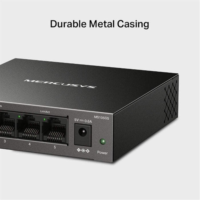 Mercusys MS105GS 5-Port Gigabit Ethernet Network Switch – Metal Case