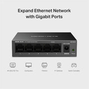 Mercusys MS105GS 5-Port Gigabit Ethernet Network Switch – Metal Case - IT Supplies Ltd