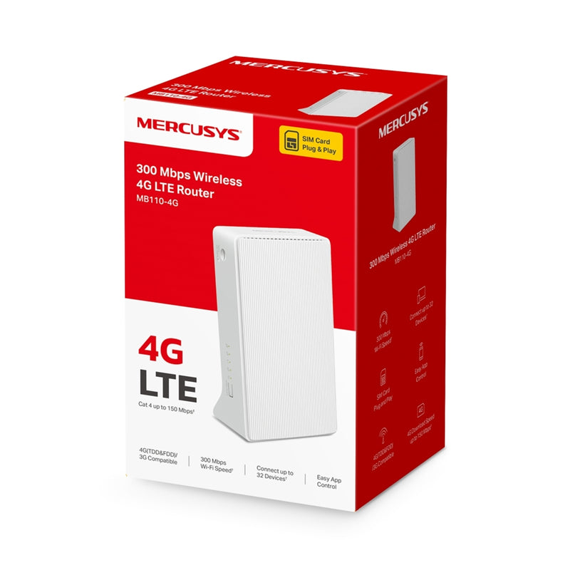 Mercusys MB110-4G 300Mbps 4G LTE Router – Wireless N, Nano SIM - IT Supplies Ltd