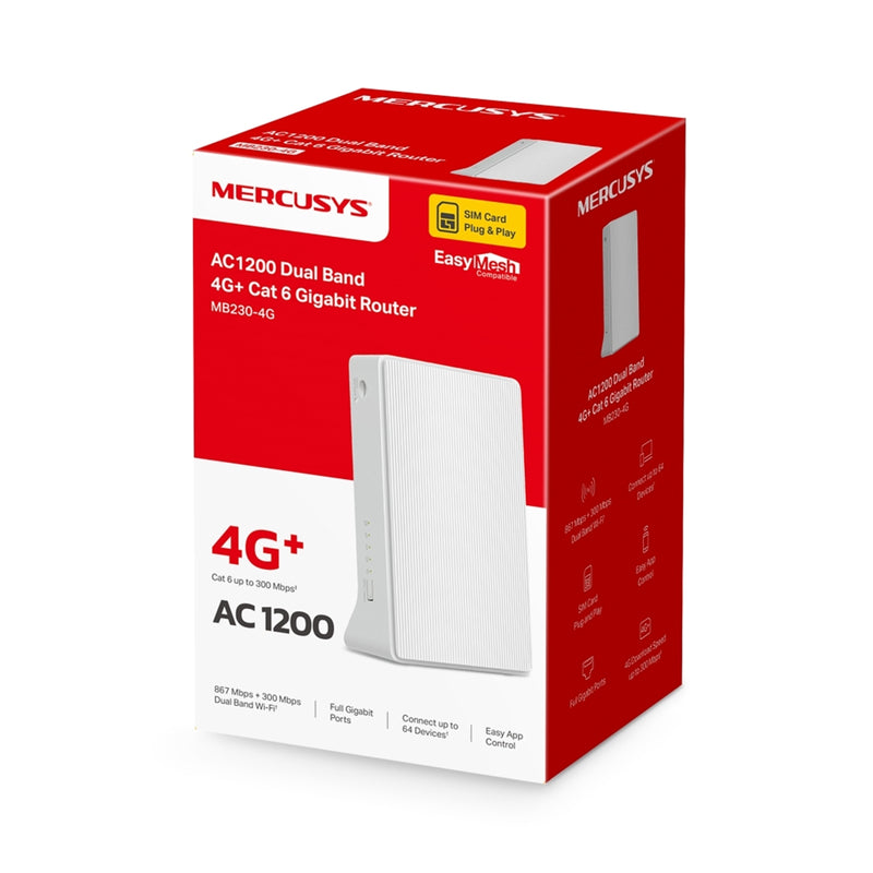 Mercusys MB230-4G 4G+ Cat6 AC1200 Gigabit Router – Fast Dual Band - IT Supplies Ltd