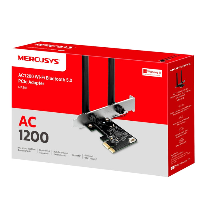 Mercusys MA30E AC1200 Wi-Fi + Bluetooth PCIe Adapter – High Speed