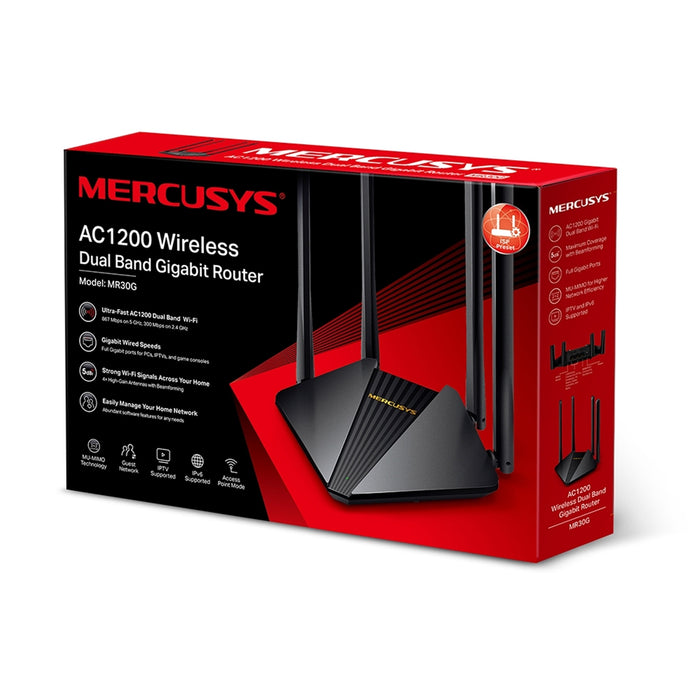 Mercusys MR30G AC1200 Dual Band Gigabit Wi-Fi Router – Fast & Reliable