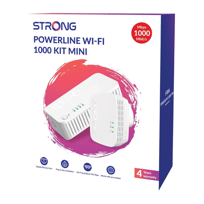 Strong POWERWF1000DUOMINIUK AV1000 Mini WI-FI Powerline Kit (2 Pack) - IT Supplies Ltd