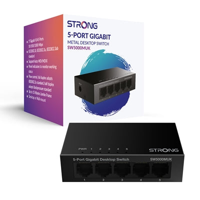 Strong SW5000MUK 5 Port Gigabit Switch (Metal) - IT Supplies Ltd