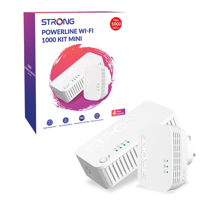 Strong POWERWF1000DUOMINIUK AV1000 Mini WI-FI Powerline Kit (2 Pack) - IT Supplies Ltd