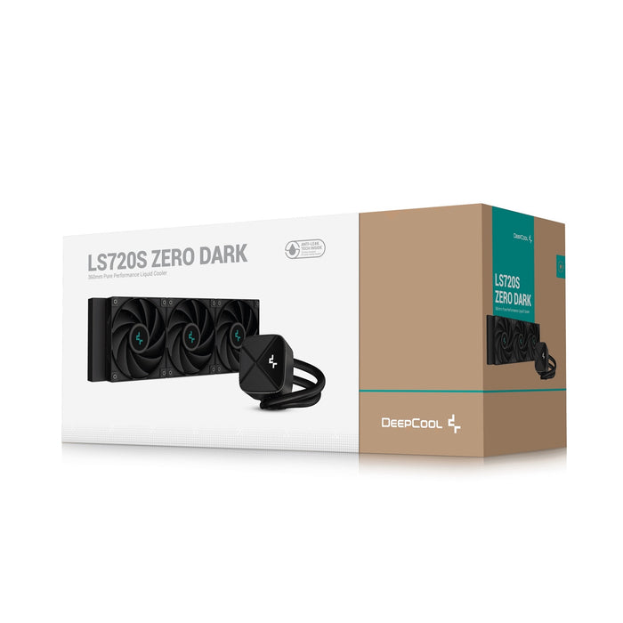 DeepCool LS720 SE Zero Dark AIO Cooler – 360mm, Black, No RGB, Intel/AMD