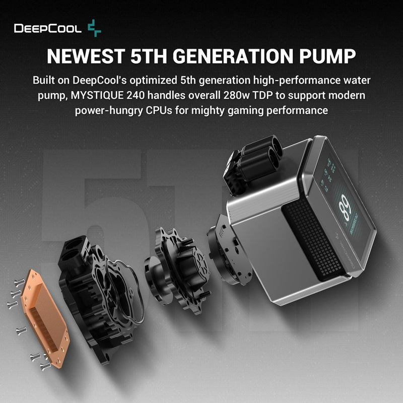 DeepCool Mystique 240 Liquid CPU Cooler – LCD Screen, ARGB, 240mm AIO - IT Supplies Ltd